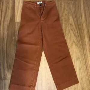Burnt Orange Madewell wide leg crop jeans
